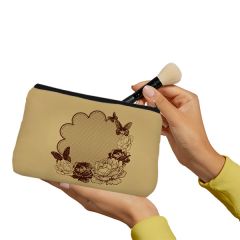 Brown floral and butterfly Make up Pouch