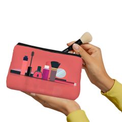 Pink cosmetic brush lipstick Make up pouch
