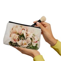White rose flower Make up Pouch