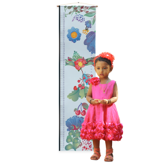 Kids Growth Chart, Satin Polyster Fabric Printed Height Chart