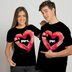 Mr & Mrs. Printed Custom couple T-shirts