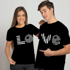 Love -Black Printed Matching T-shirts for Couple