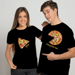Pizza Design Printed Matching T-shirts For Couples