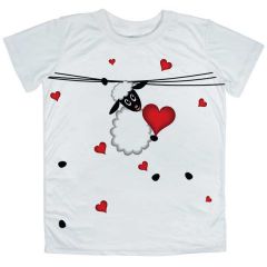 Matching Pair of Love Polyster Half Sleeve Couple T-Shirt