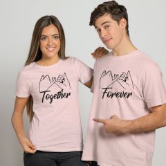 Custom Unique Text Printed Half Sleeve Couple T-Shirt