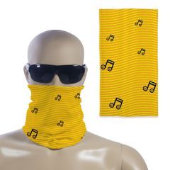 Music Printed Yellow Color Digital Printed Fabric Human Bandana For Gifting and Daily Use
