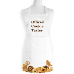 Official Cookie Taster Text Printed Personalised Kids Apron in Fabric Material