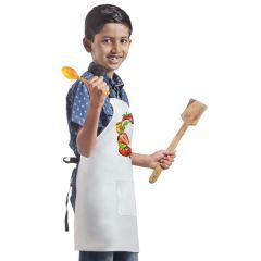 White Color Background Custom Printed Personalised Kids Apron Beautiful