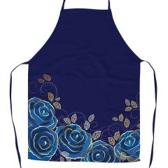 Blue Color Background Flower Design Printed Personalised Full Apron 