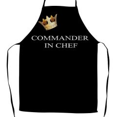 Commander in Chef Printed Customised Full Apron Best Gift for Chef, Kitchen Apron