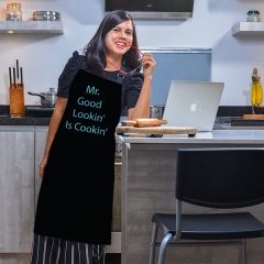 Printed Black Chef and Women Kitchen Apron 