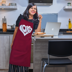 Love Text Printed Beautiful Full Apron with Adjustable Neck Strap and Pocket