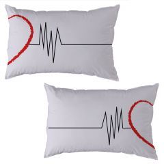Set of 2 Couple Pillow Covers with Personalized Photo and Text Digitally Printed 