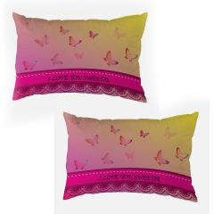 Multi-Color "I Love You Sweetie" Printed Customised Couple Pillow Cover Set of 2