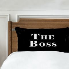 The Boss Text Printed Customised Pillow Cover Micro Polyester Fabric Set of 1