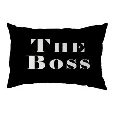 The Boss Text Printed Customised Pillow Cover Micro Polyester Fabric Set of 1
