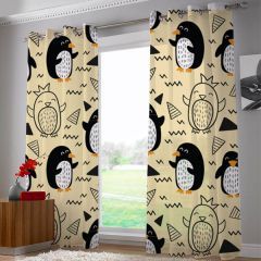 Penguin Design Printed Personalised Door Curtain Set of 2 Best Room Decor Product