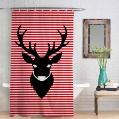 Reindeer Black Design Shower Curtain Personalised Gift