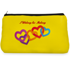 Yellow heart wakeup for Make up pouch
