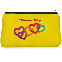 Yellow heart wakeup for Make up pouch