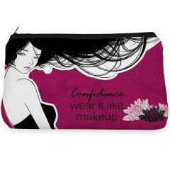Pink fashionable lady flower Make up Pouch
