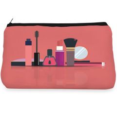 Pink cosmetic brush lipstick Make up pouch