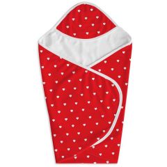 Red Color Heart Printed Baby Blankets with Hoodie and Protection for Babies