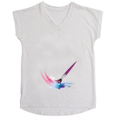 Round Neck Jersey Polyester/Cotton Multi Wash A4 Print Women T-shirt