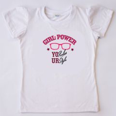 Girl Power Printed Customised Kids Girls T-shirt A5 Print