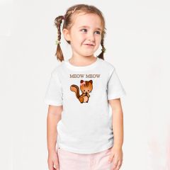 Jersey Polyester and Cotton A5 Print Round Neck Kids T-shirt For Girls