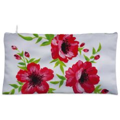 White red  floral Cosmetic Pouch