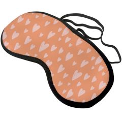 Soft polyester fabric Eye Mask with padding and black lining to block out light.