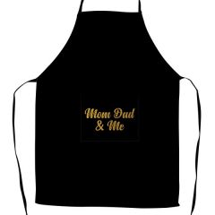 Mom, Dad & Me Printed Black Color Full Apron For Family Gift For Husband & Wife