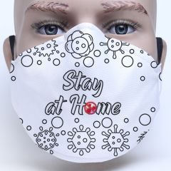 Stay At Home Text Printed Face Mask Washable, Digital Print and 3 Layered