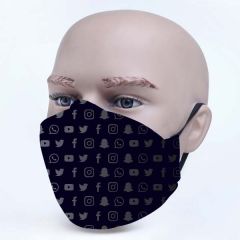 Social Media Icons Printed Face Mask Best Fashion Trending Gifts for Him For Her