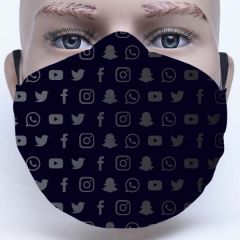 Social Media Icons Printed Face Mask Best Fashion Trending Gifts for Him For Her