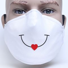 White Color Background Smiley Designed Customised Face Mask Simple and Cute face Mask