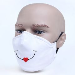 White Color Background Smiley Designed Customised Face Mask Simple and Cute face Mask