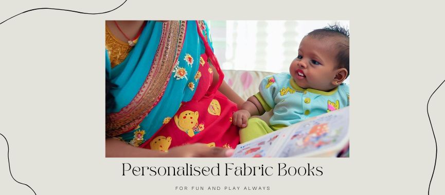 a picture of mother reading a story for the baby from Persoanlized fabric book