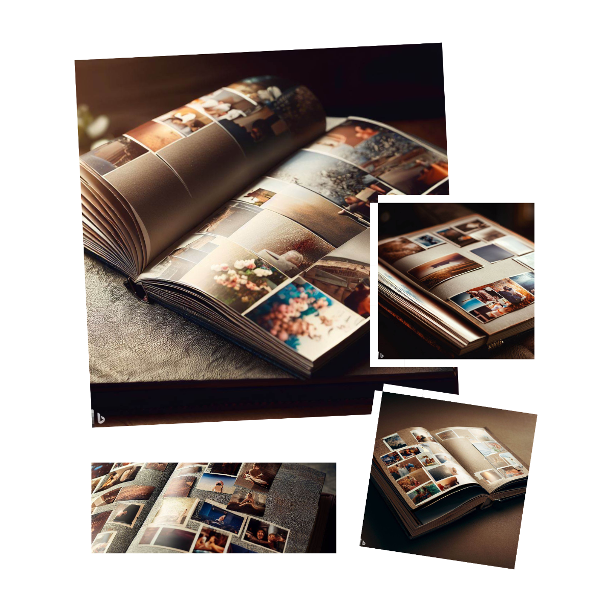 A custom-made photo album showcasing treasured memories and heartfelt moments captured on its beautifully designed pages.