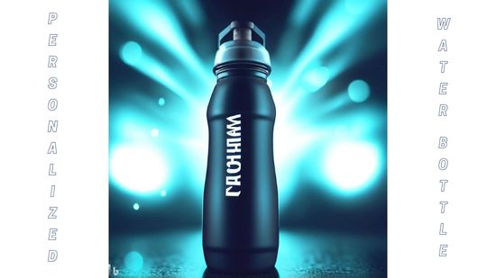 A high-resolution image of sports bottle printed with name which signifies that the bottle is printed for special occasion